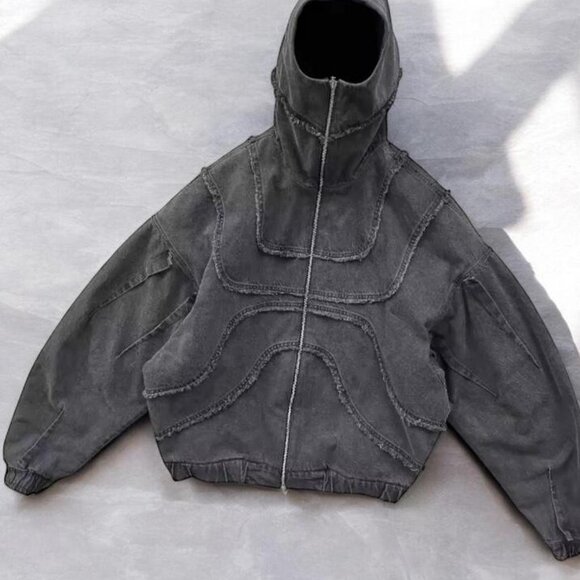 Men's Distressed Grey and Black Jacket - Picture 1 of 2